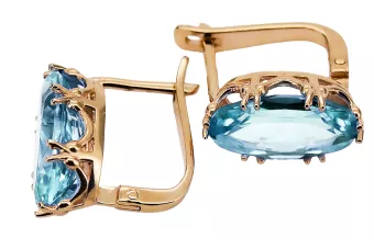 Akwamaryn Oryginalny wyrób Vintage 14k z różowego złota Kolczyki Vintage Biżuteria vec021r